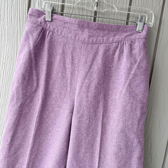 Vintage Lavender Wool-Blend High-Rise Pants V-Waist Front, Wide Leg (Fits 8–10) - Picture 2 of 14